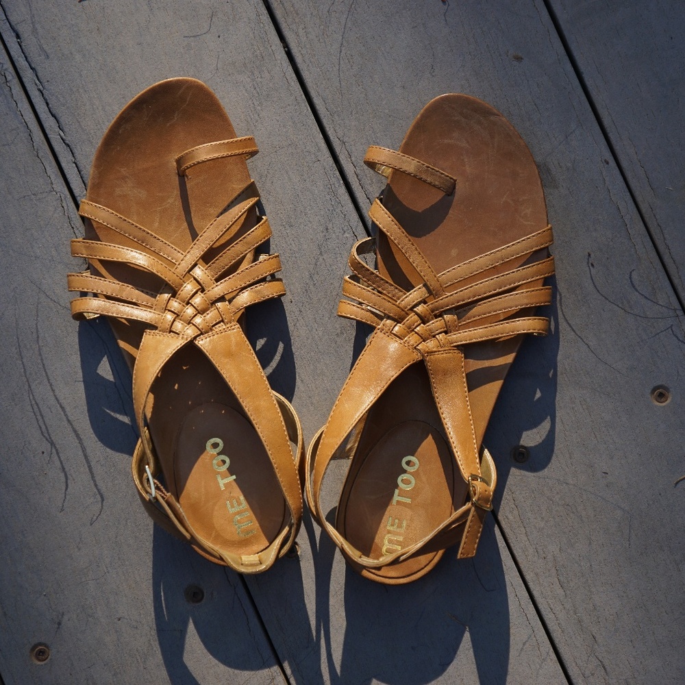 BROWN LEATHER SLINGBACK SANDALS WITH BUCKLE